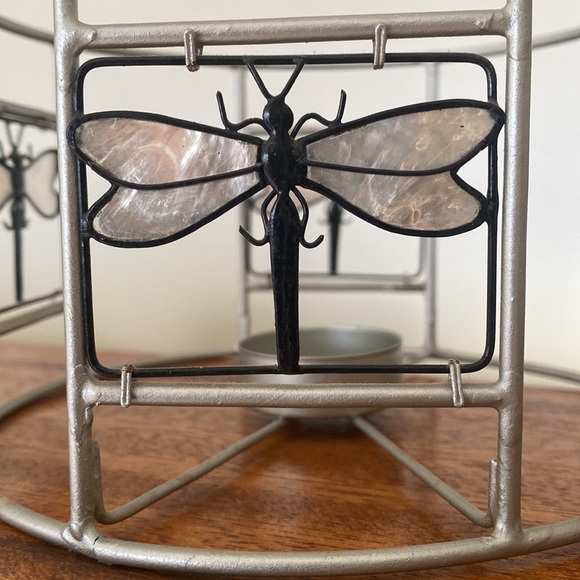 Tea Light Holder  adorned with Dragon Fly’s Metal frame - Picture 5 of 7